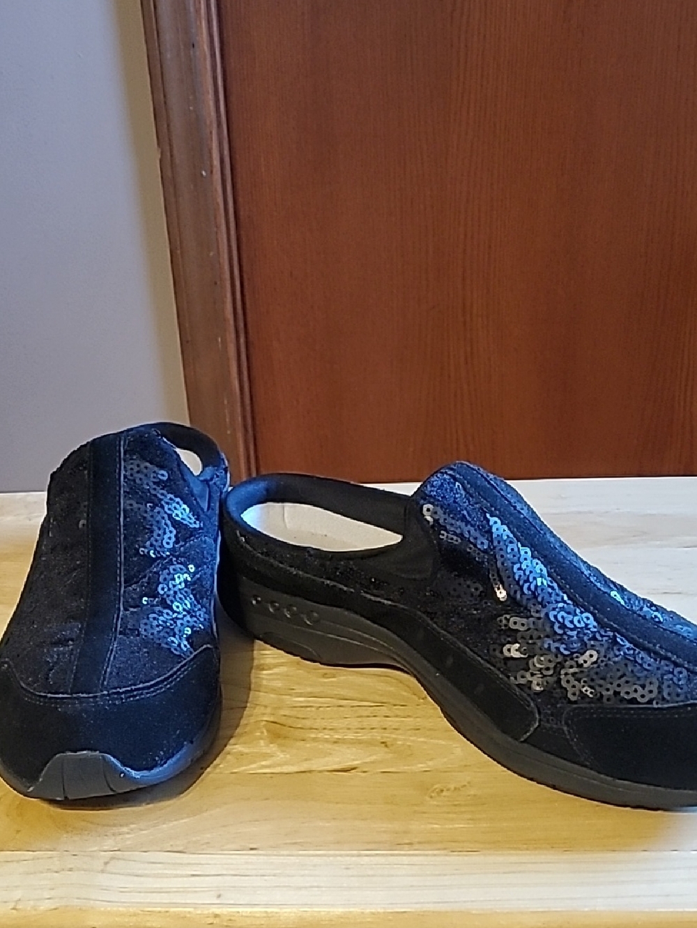 Black Sequined Mules